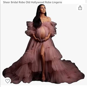 Pink tulle maternity dress